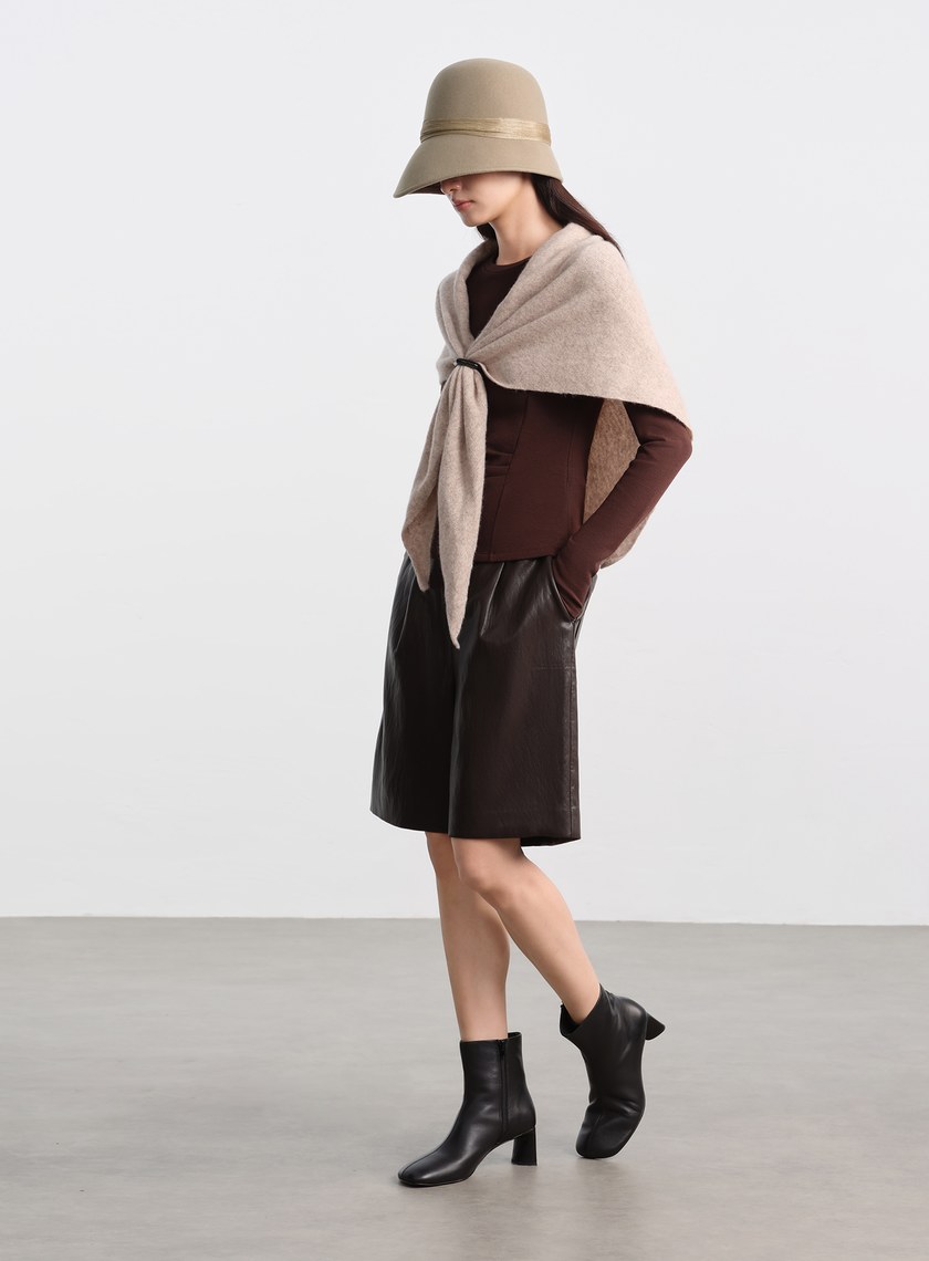 復古輪廓羊毛緞帶寬帽