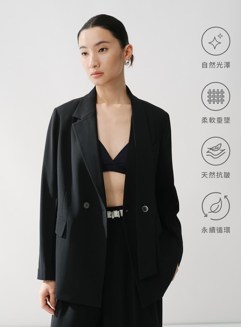 醋酸不對稱領西裝外套