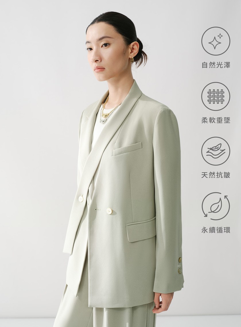醋酸不對稱領西裝外套