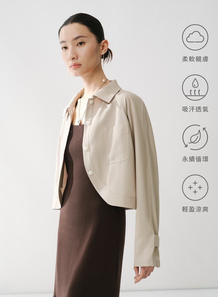 圓弧下擺短版夾克外套