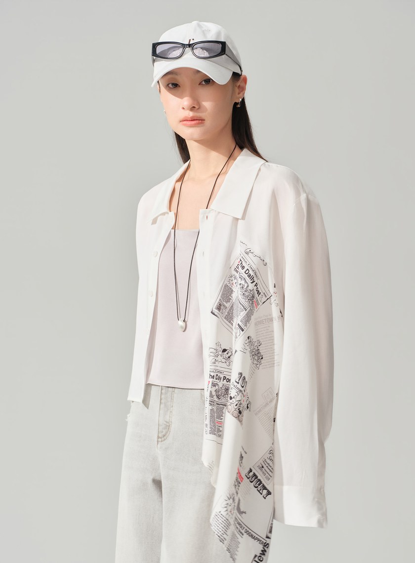 DISNEY｜復古印花不對稱襯衫