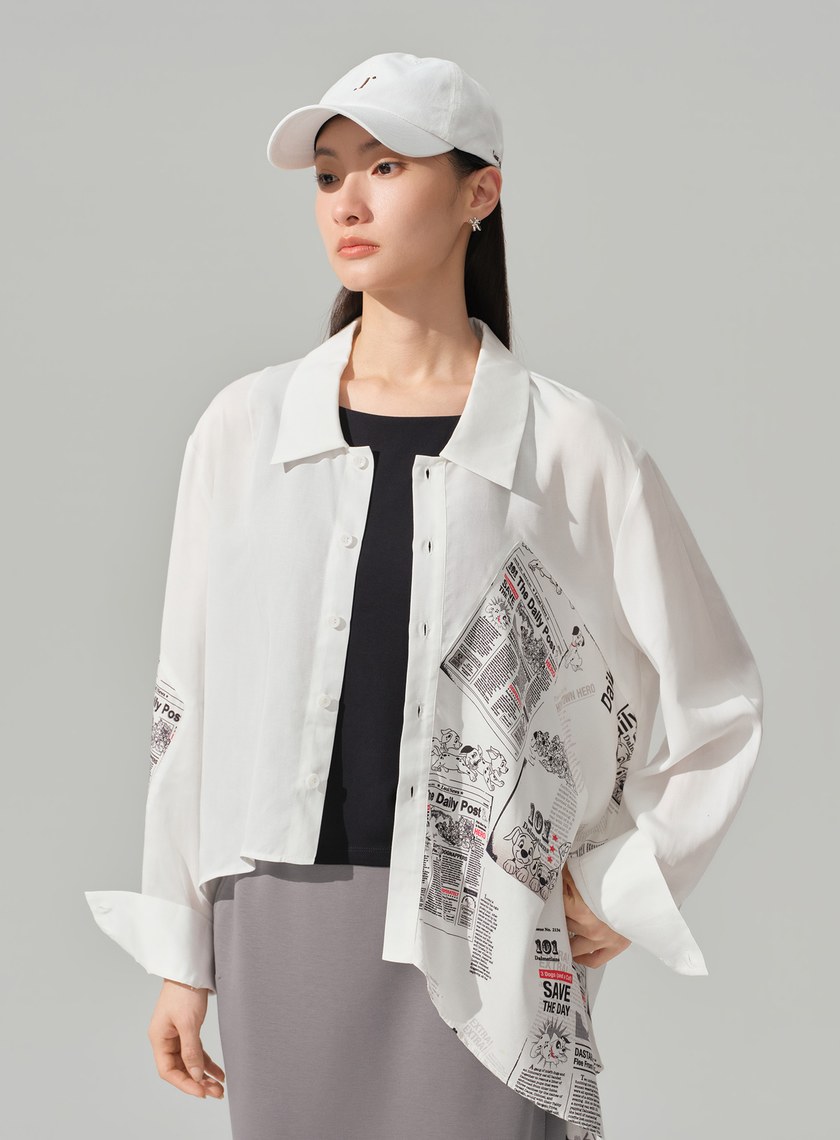 DISNEY｜復古印花不對稱襯衫