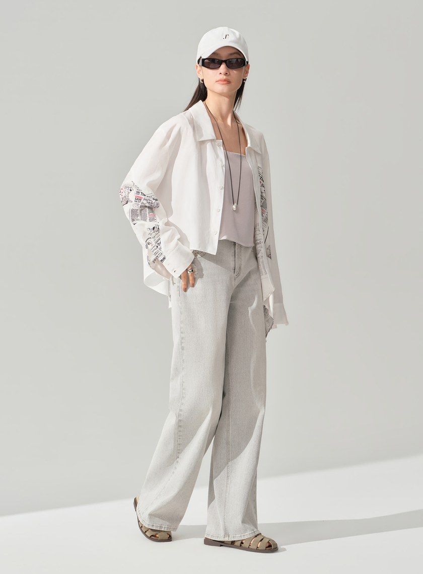 DISNEY｜復古印花不對稱襯衫