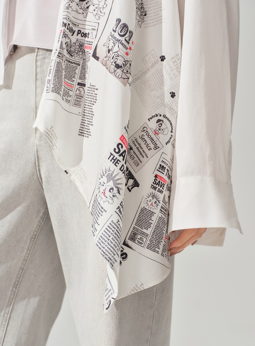 DISNEY｜復古印花不對稱襯衫