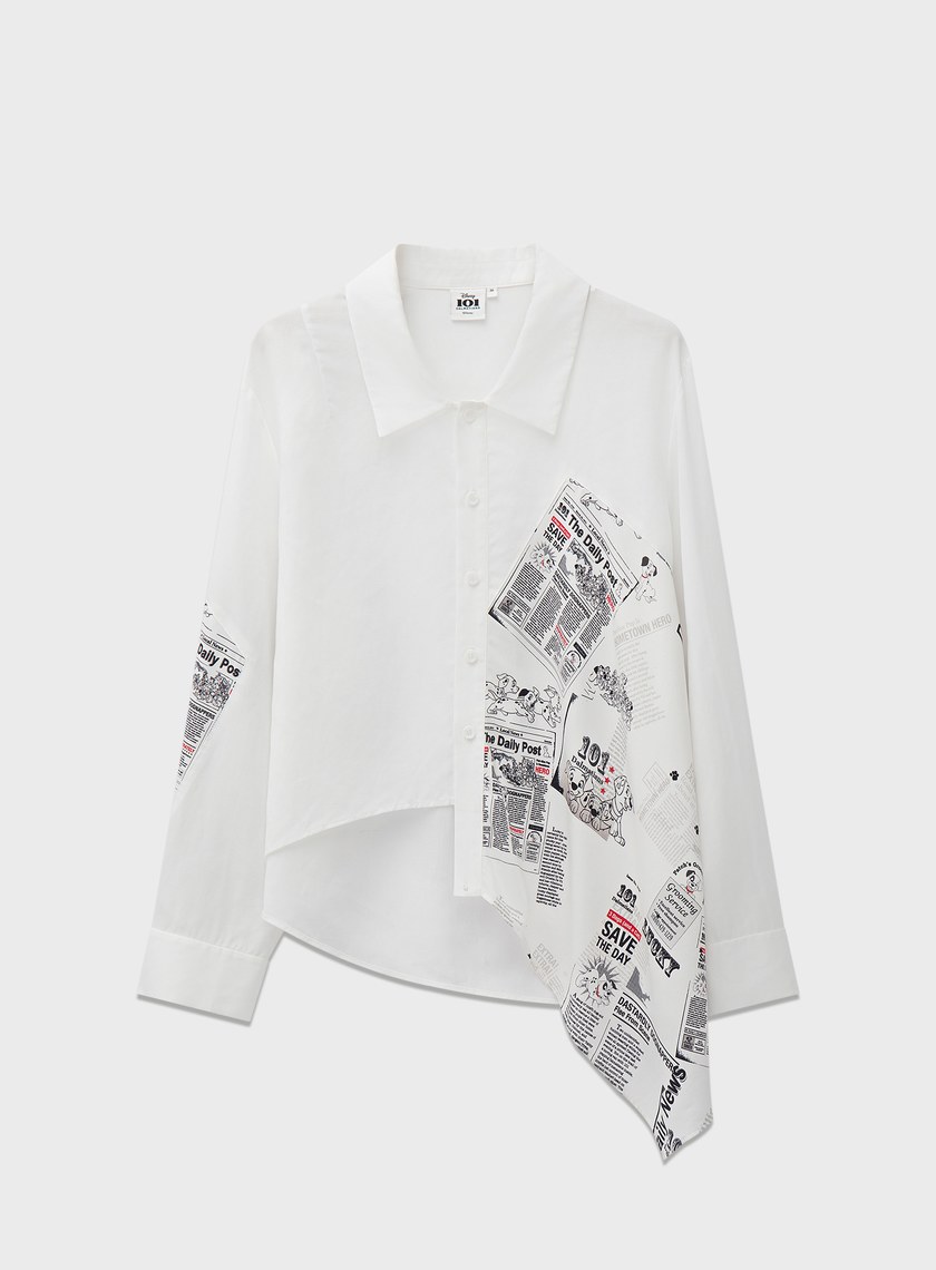 DISNEY｜復古印花不對稱襯衫