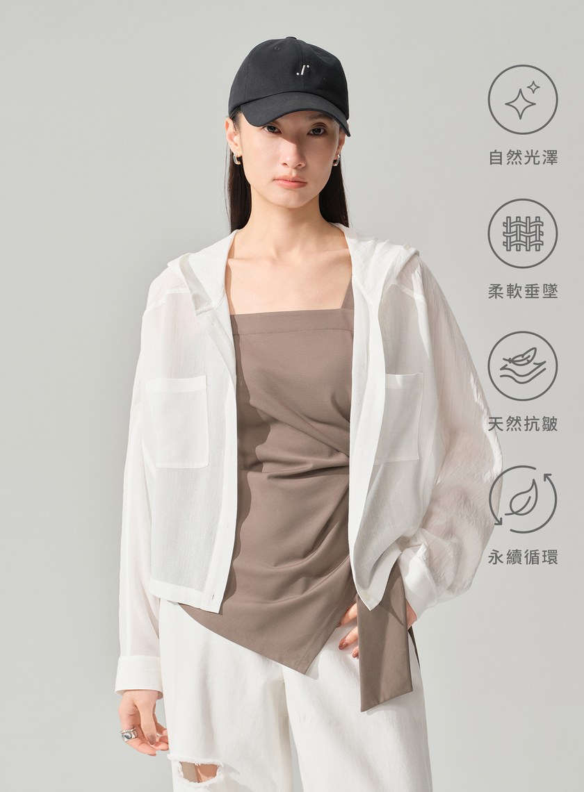 連帽拼布蝙蝠袖襯衫