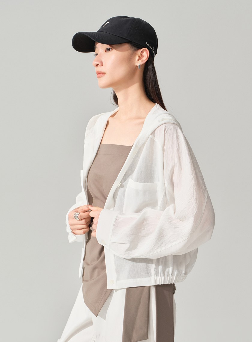 連帽拼布蝙蝠袖襯衫