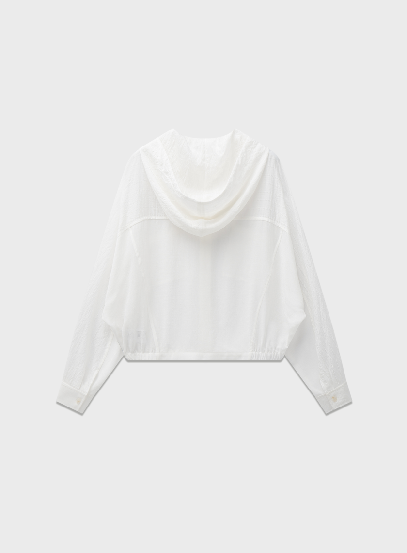 連帽拼布蝙蝠袖襯衫