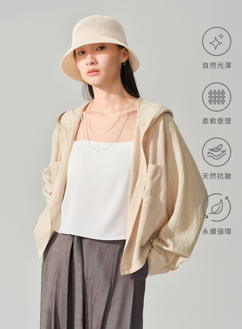 連帽拼布蝙蝠袖襯衫