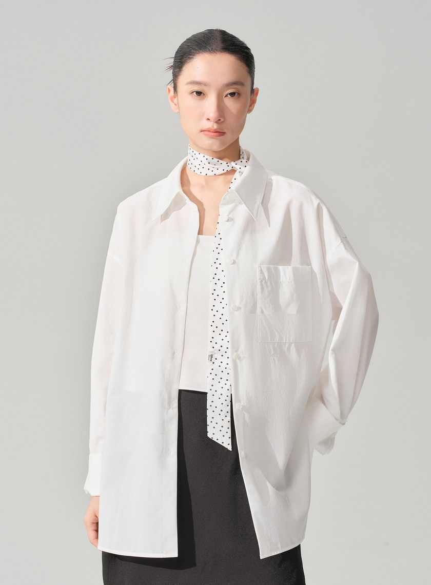 男女適穿刺繡 Logo 寬鬆襯衫