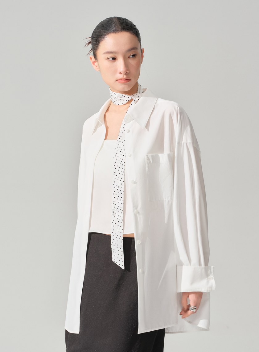 男女適穿刺繡 Logo 寬鬆襯衫