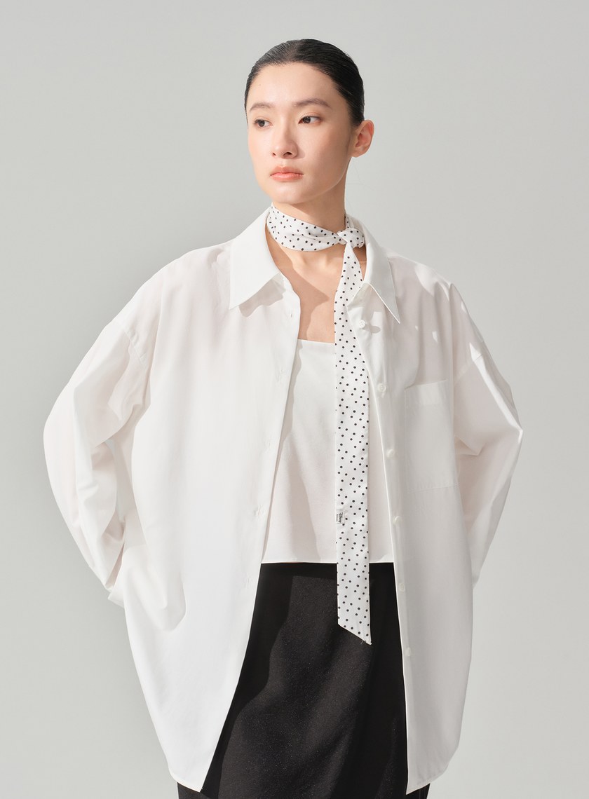 男女適穿刺繡 Logo 寬鬆襯衫