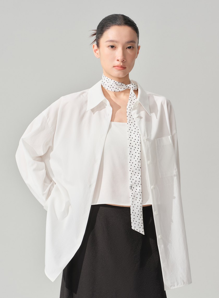 男女適穿刺繡 Logo 寬鬆襯衫