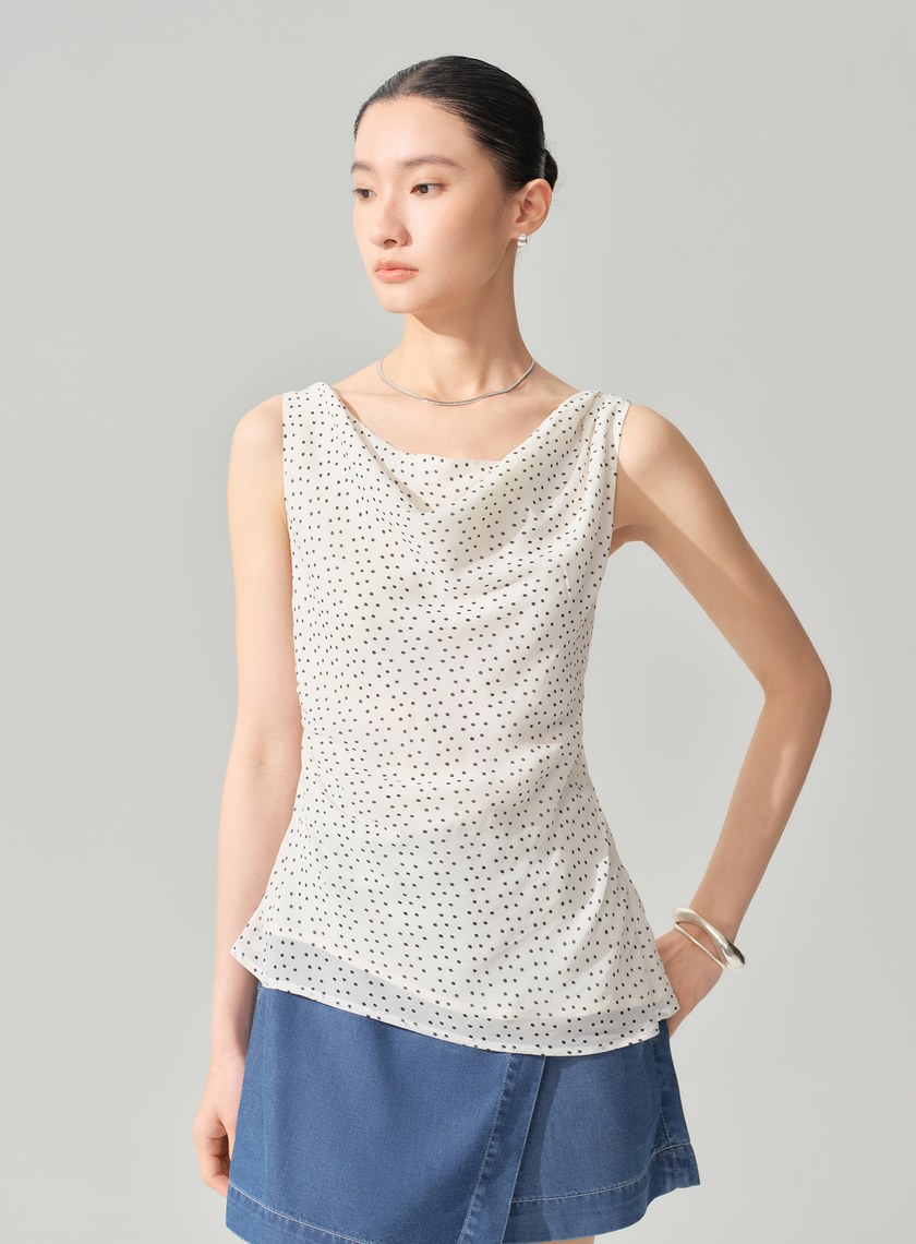 DISNEY｜波點不對稱垂墜上衣