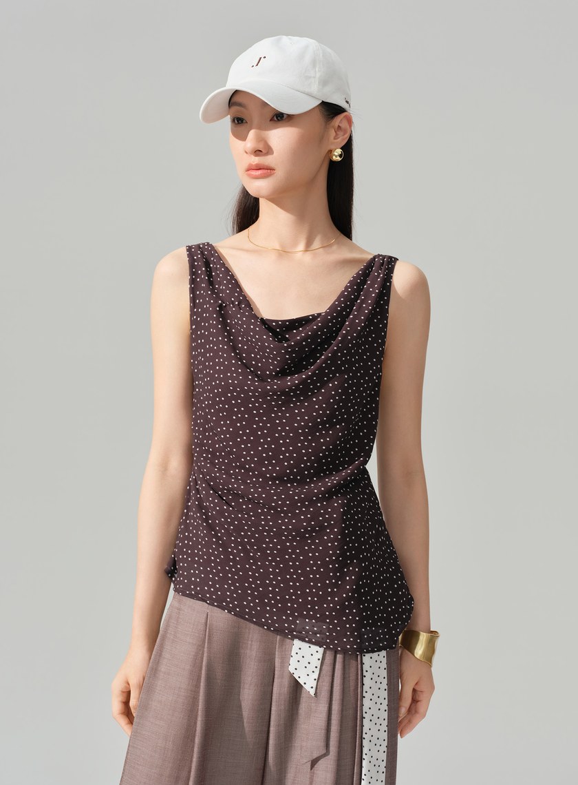 DISNEY｜波點不對稱垂墜上衣