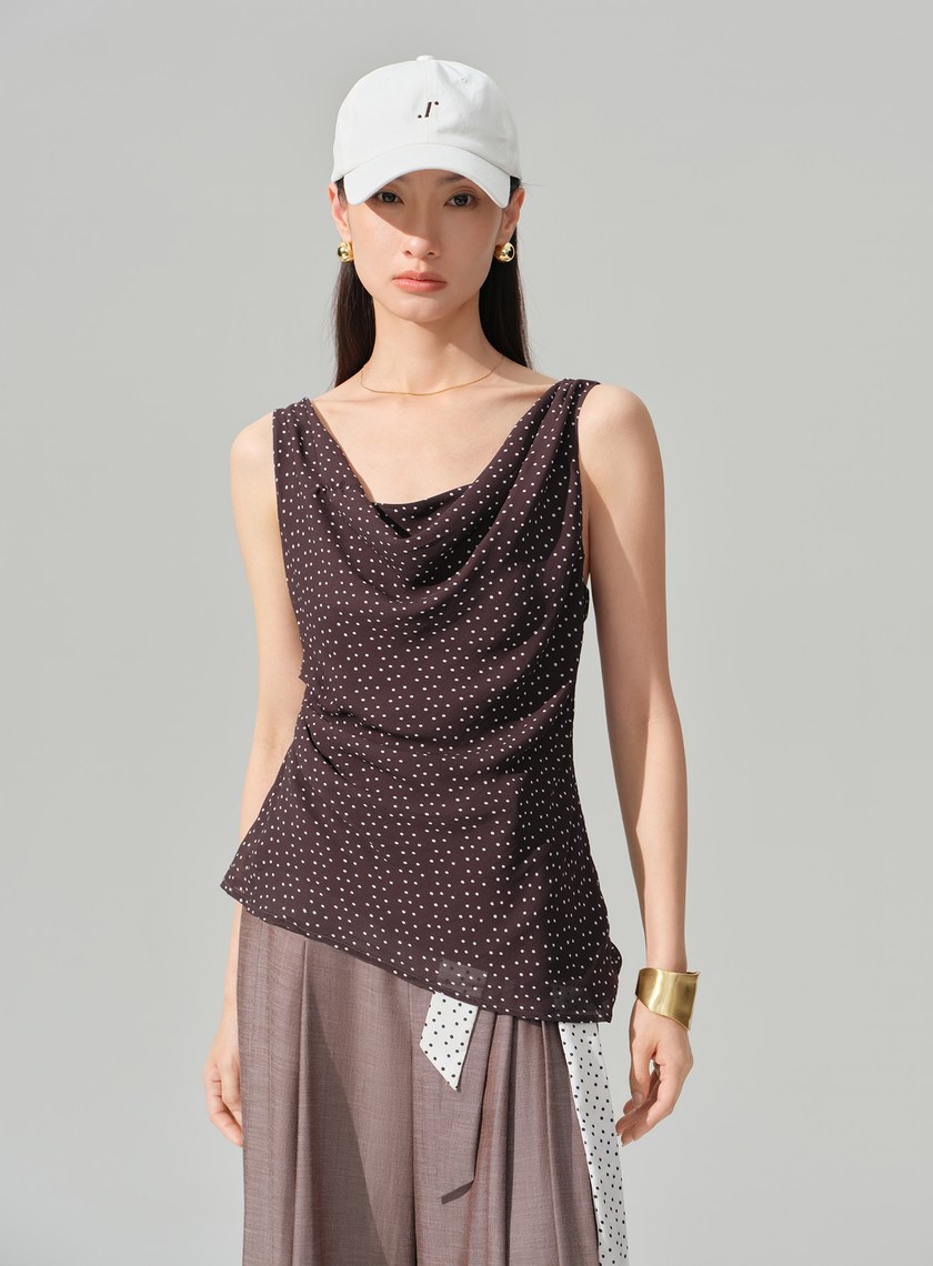 DISNEY｜波點不對稱垂墜上衣