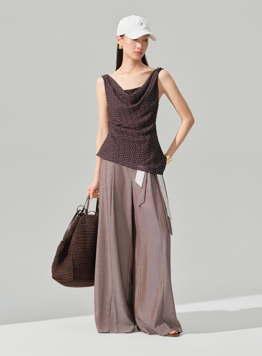 DISNEY｜波點不對稱垂墜上衣