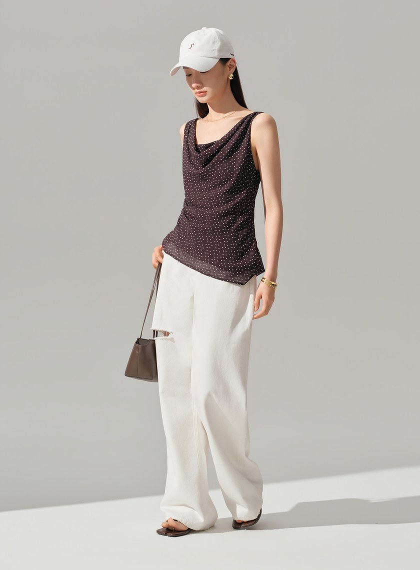 DISNEY｜波點不對稱垂墜上衣