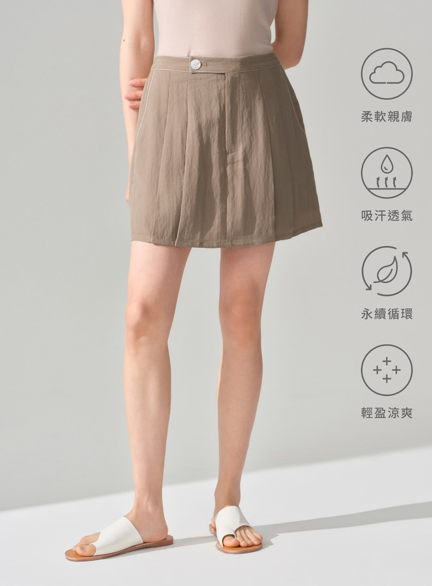 輕盈天絲百褶短裙