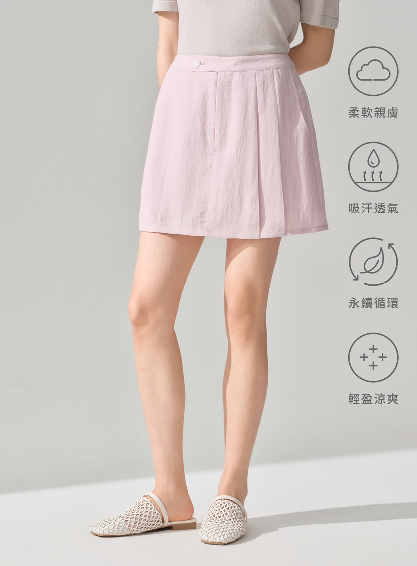 輕盈天絲百褶短裙