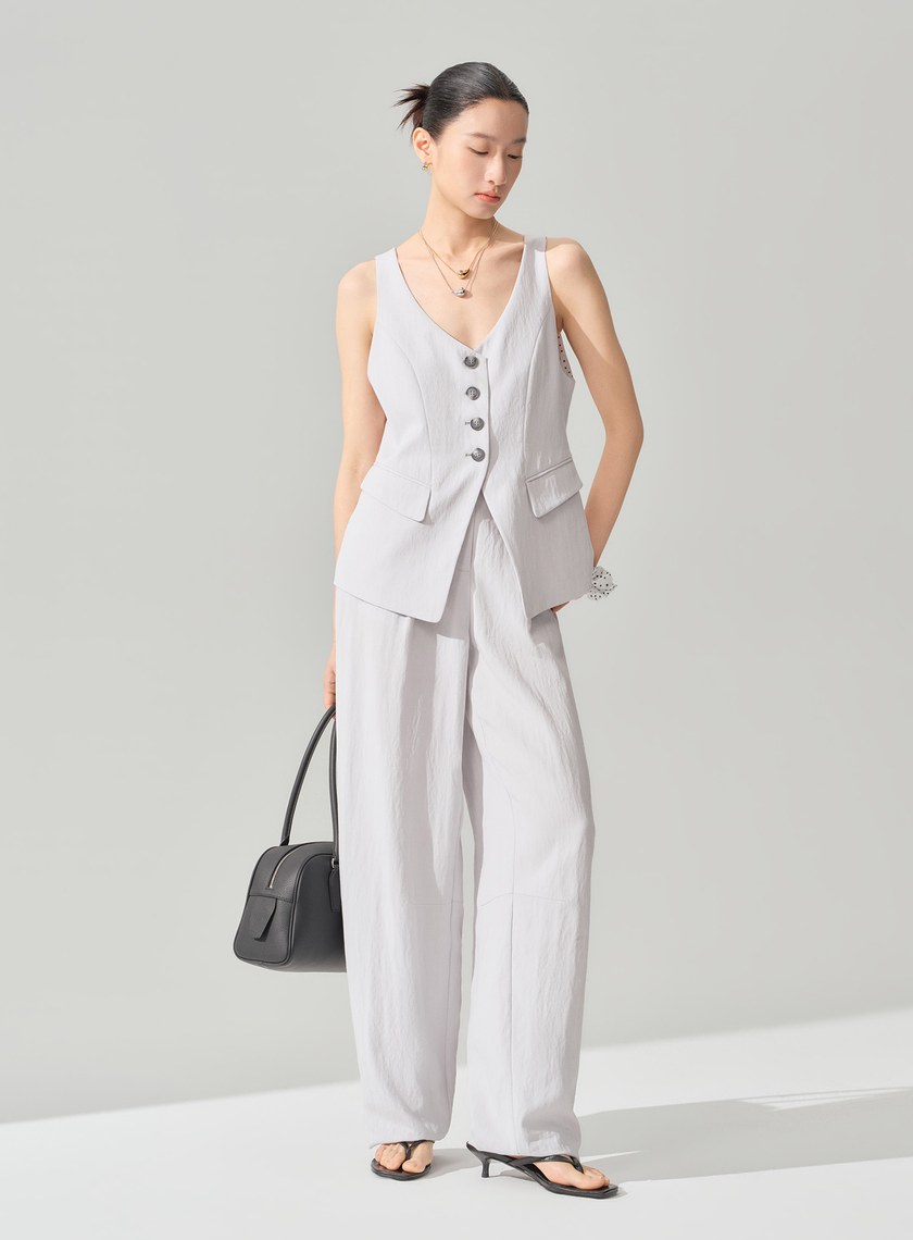 DISNEY｜優雅刺繡彎刀褲