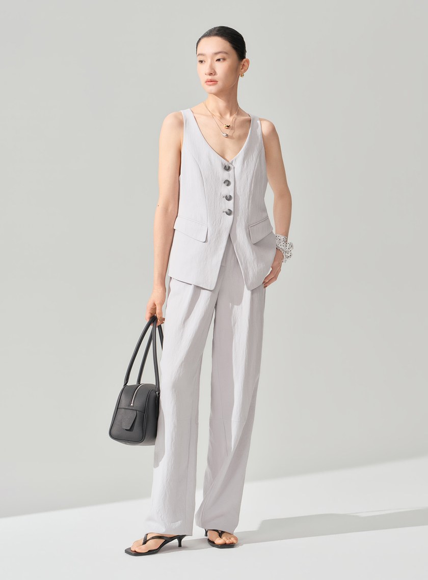 DISNEY｜優雅刺繡彎刀褲