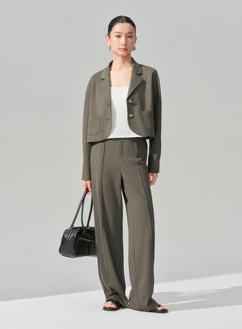 經典不對稱立體剪裁西裝褲