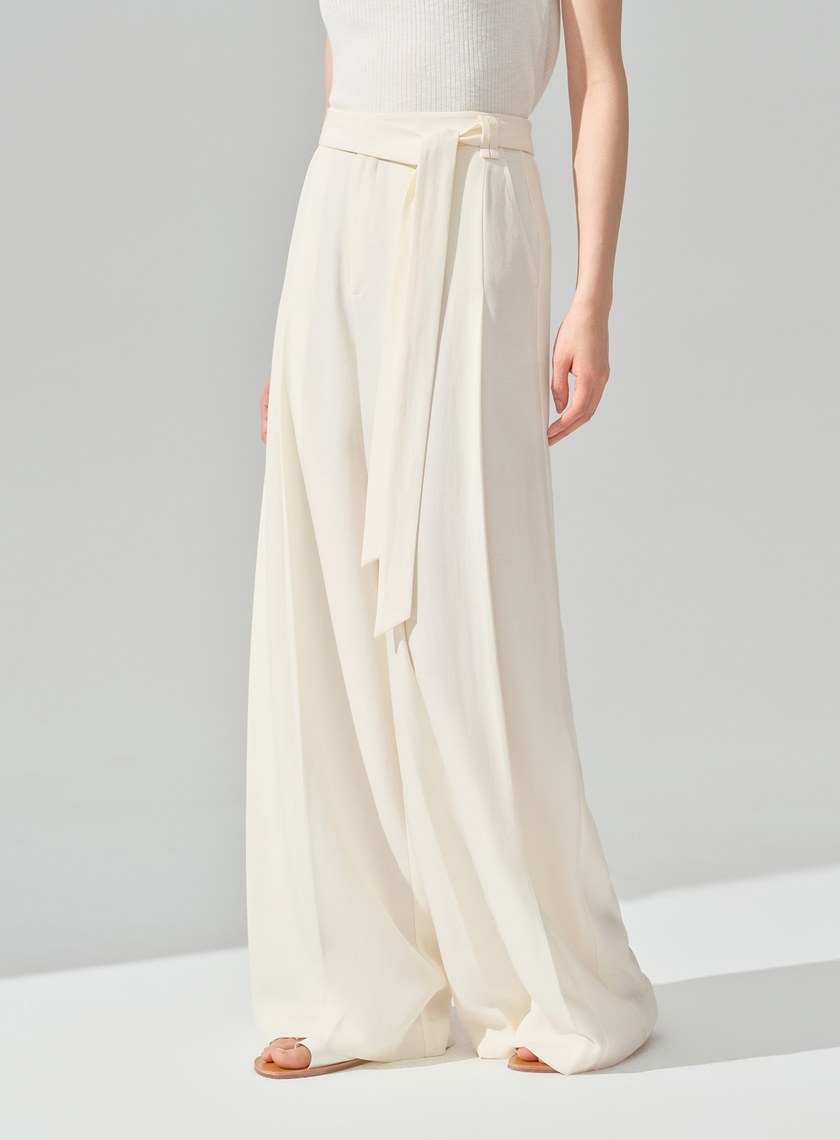 垂墜感可拆式腰帶西裝褲