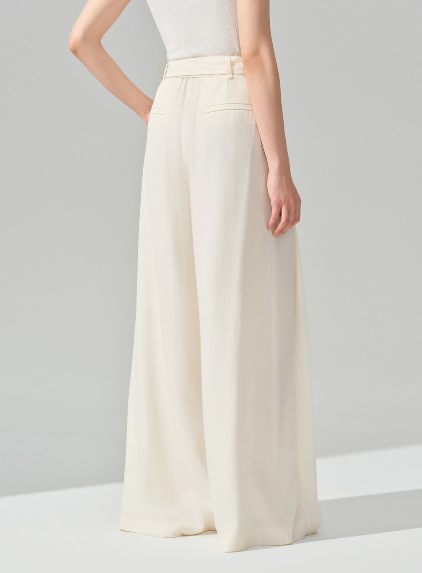 垂墜感可拆式腰帶西裝褲