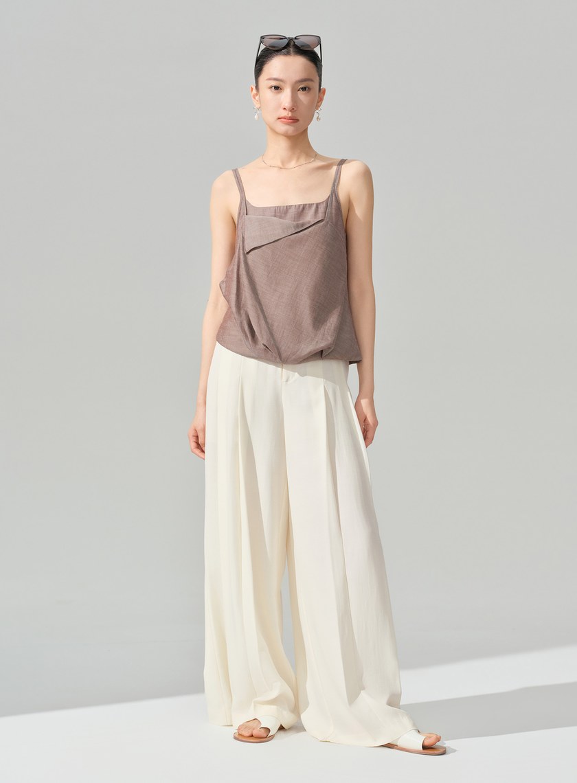 垂墜感可拆式腰帶西裝褲