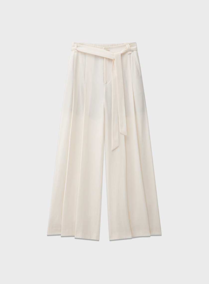 垂墜感可拆式腰帶西裝褲