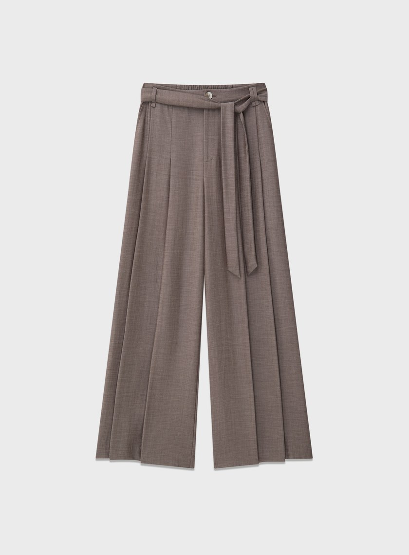 垂墜感可拆式腰帶西裝褲