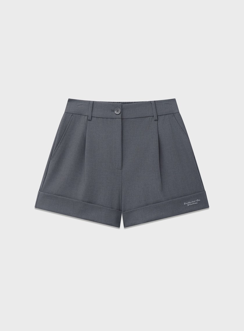 DISNEY｜刺繡捲邊西裝短褲