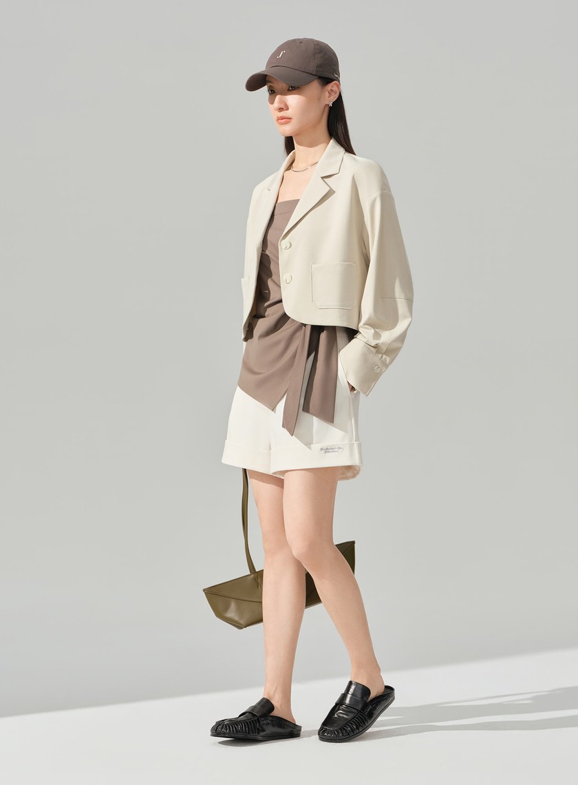 DISNEY｜刺繡捲邊西裝短褲