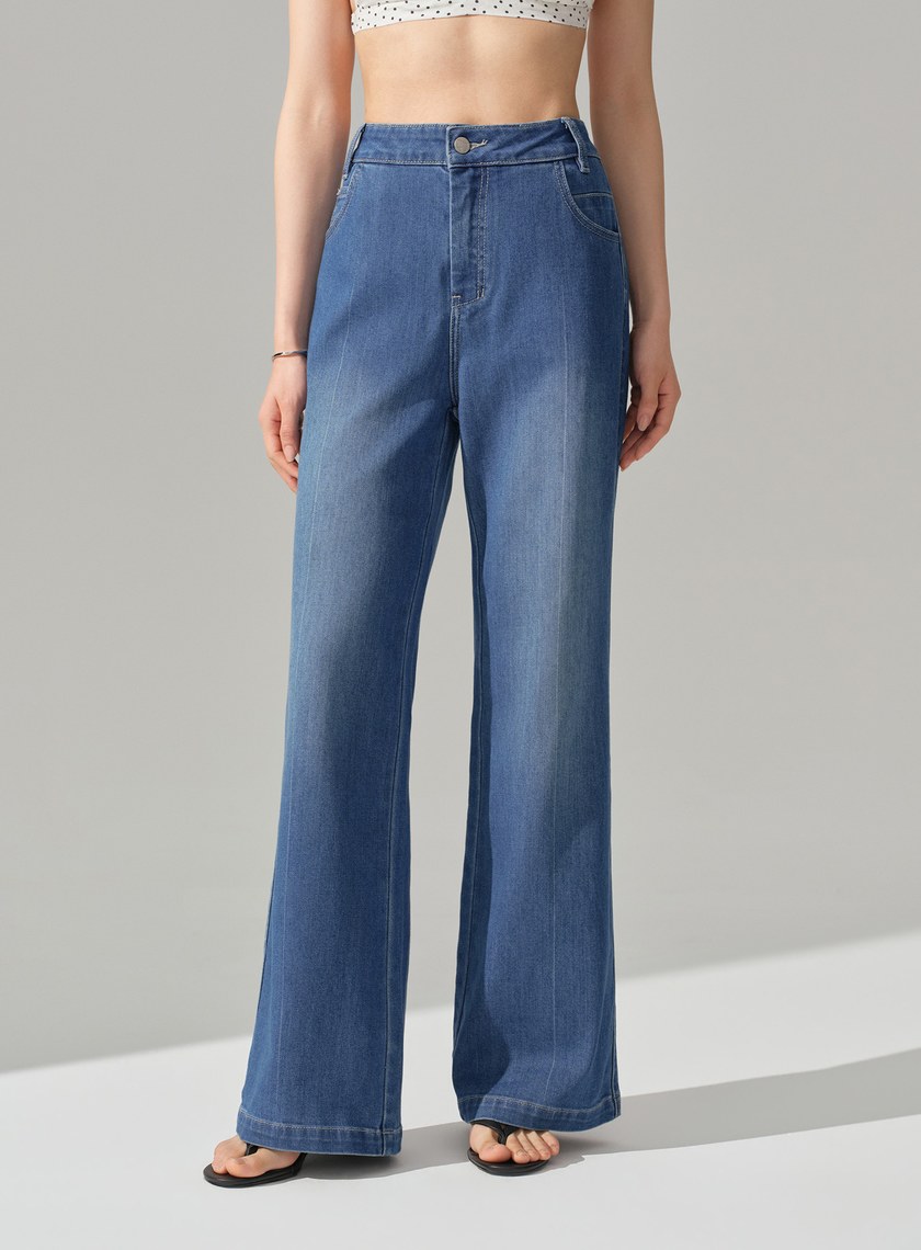 經典直筒微喇叭牛仔褲