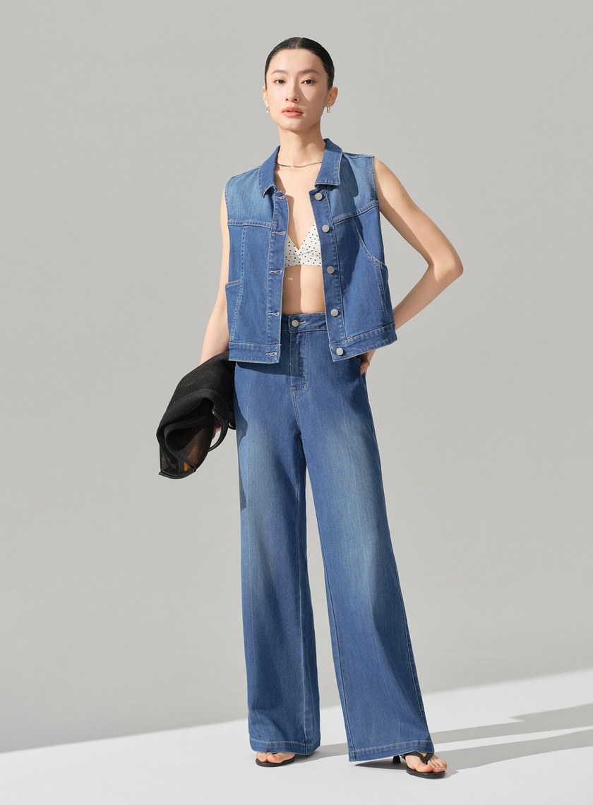 經典直筒微喇叭牛仔褲