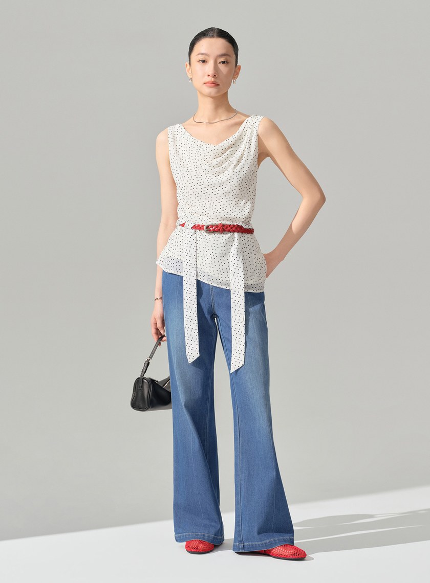 經典直筒微喇叭牛仔褲