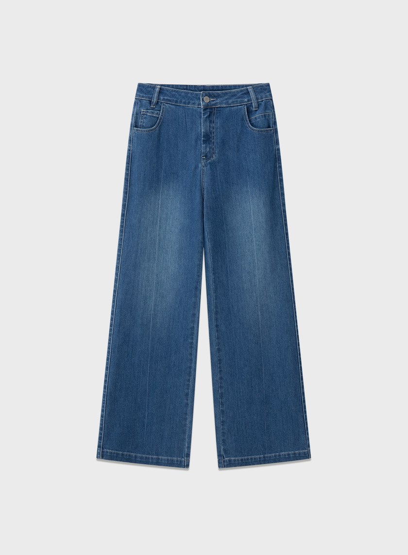 經典直筒微喇叭牛仔褲