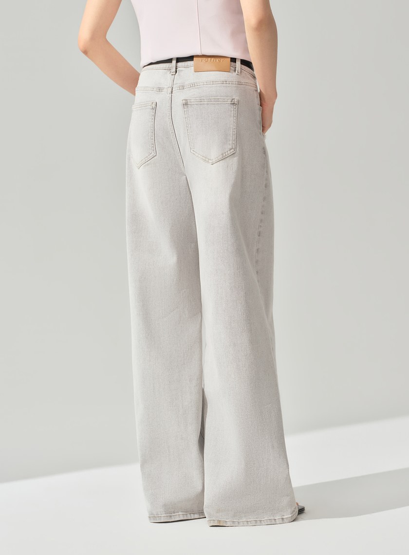 DISNEY｜低腰側割破牛仔寬褲