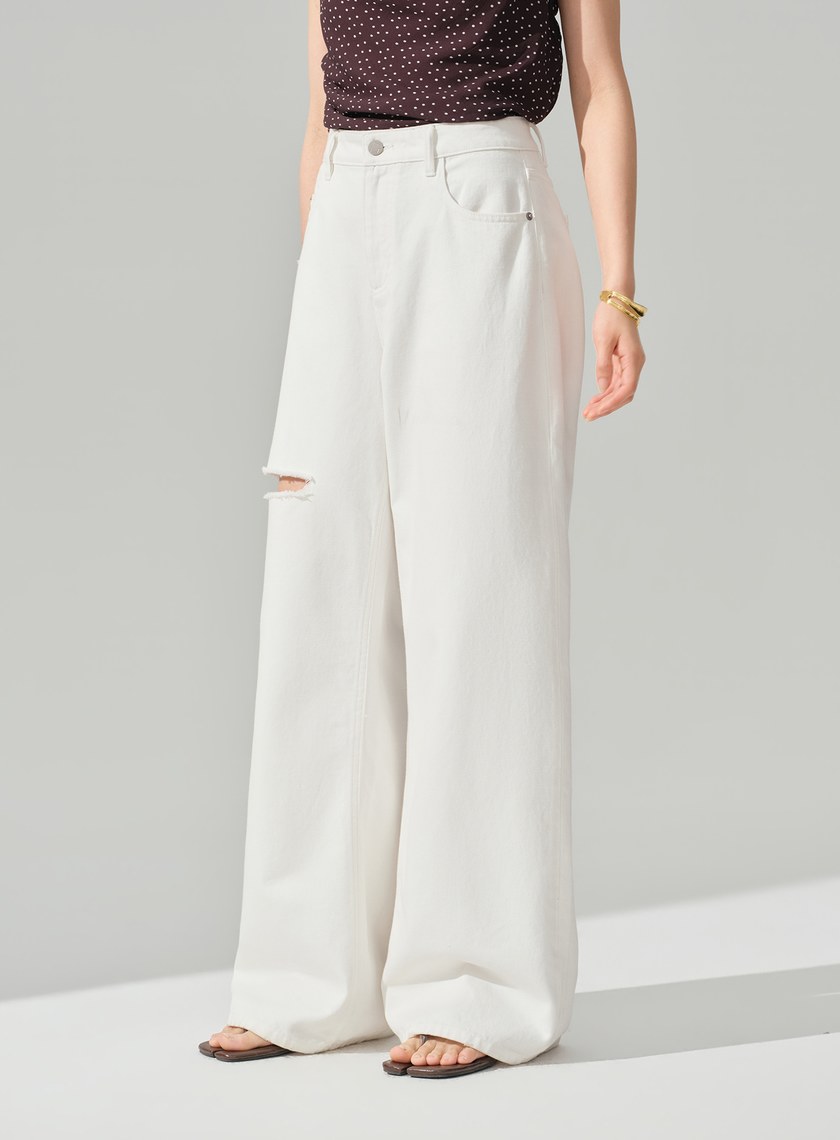 DISNEY｜低腰側割破牛仔寬褲