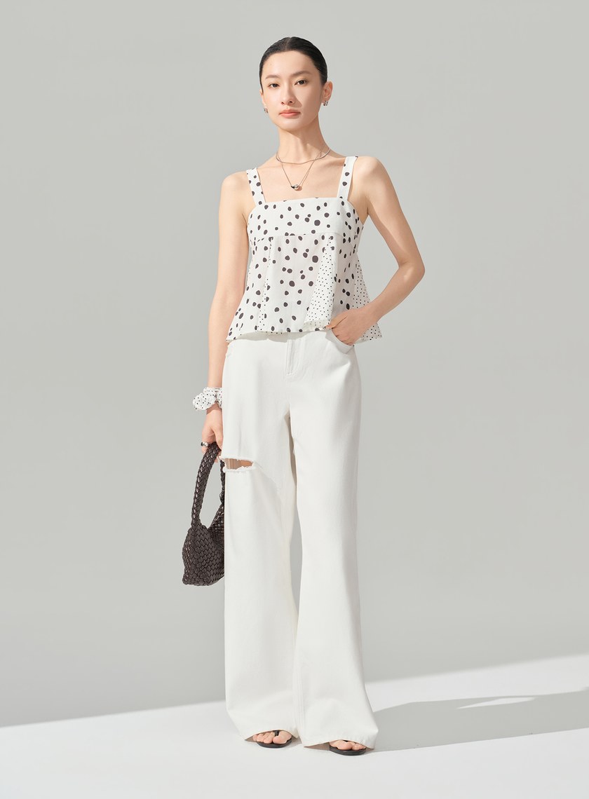 DISNEY｜低腰側割破牛仔寬褲