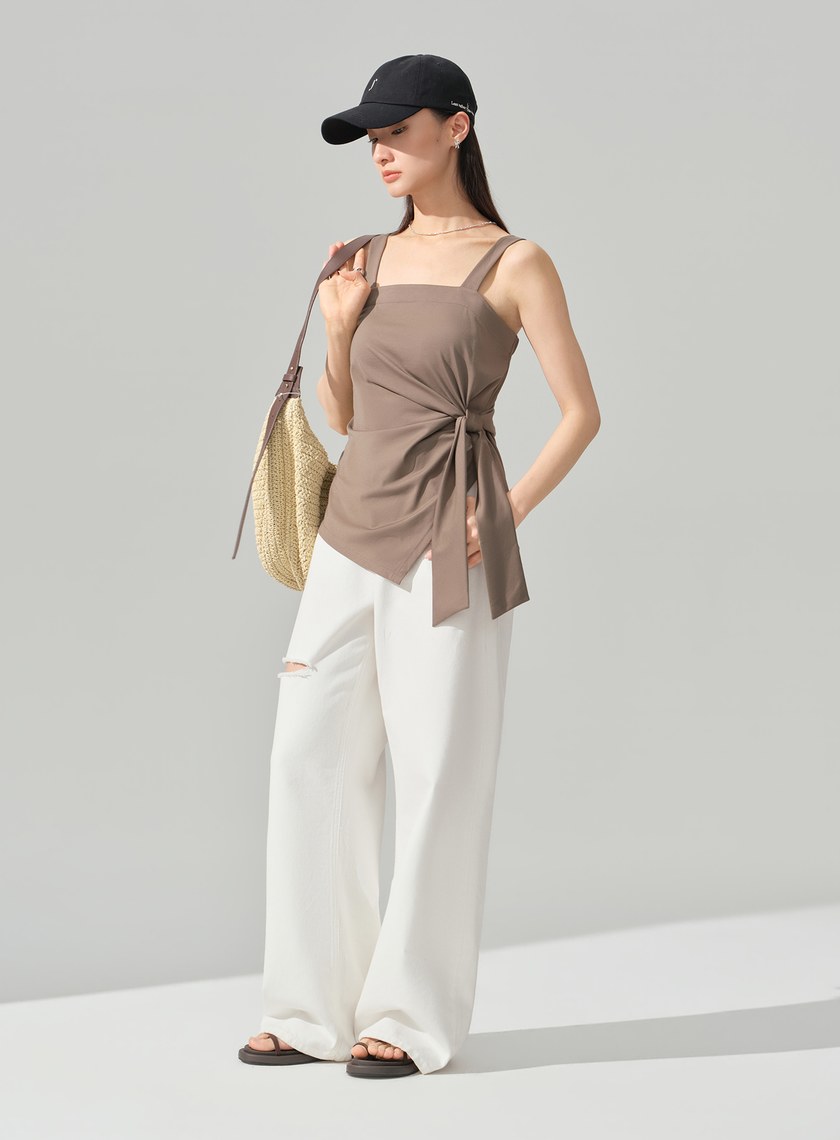 DISNEY｜低腰側割破牛仔寬褲