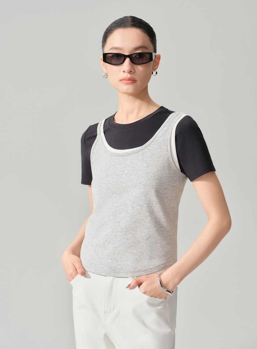 DISNEY｜不對稱肩帶修身背心