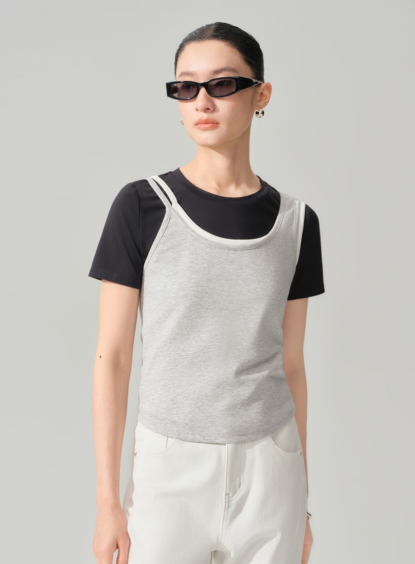 DISNEY｜不對稱肩帶修身背心