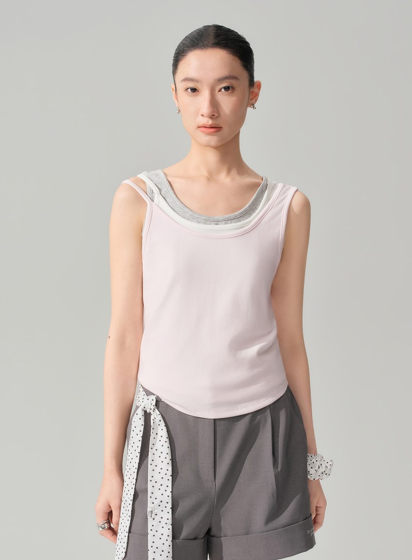 DISNEY｜不對稱肩帶修身背心