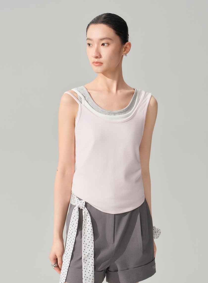 DISNEY｜不對稱肩帶修身背心