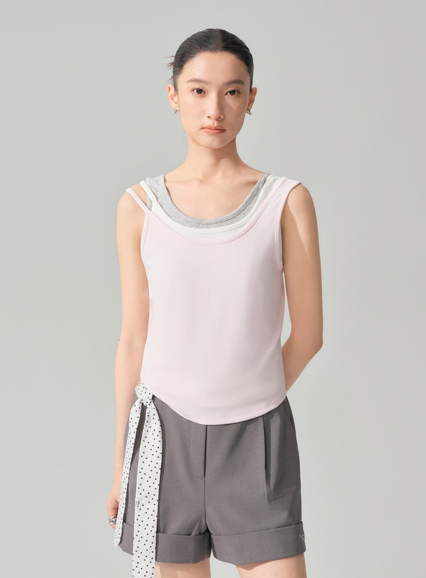 DISNEY｜不對稱肩帶修身背心