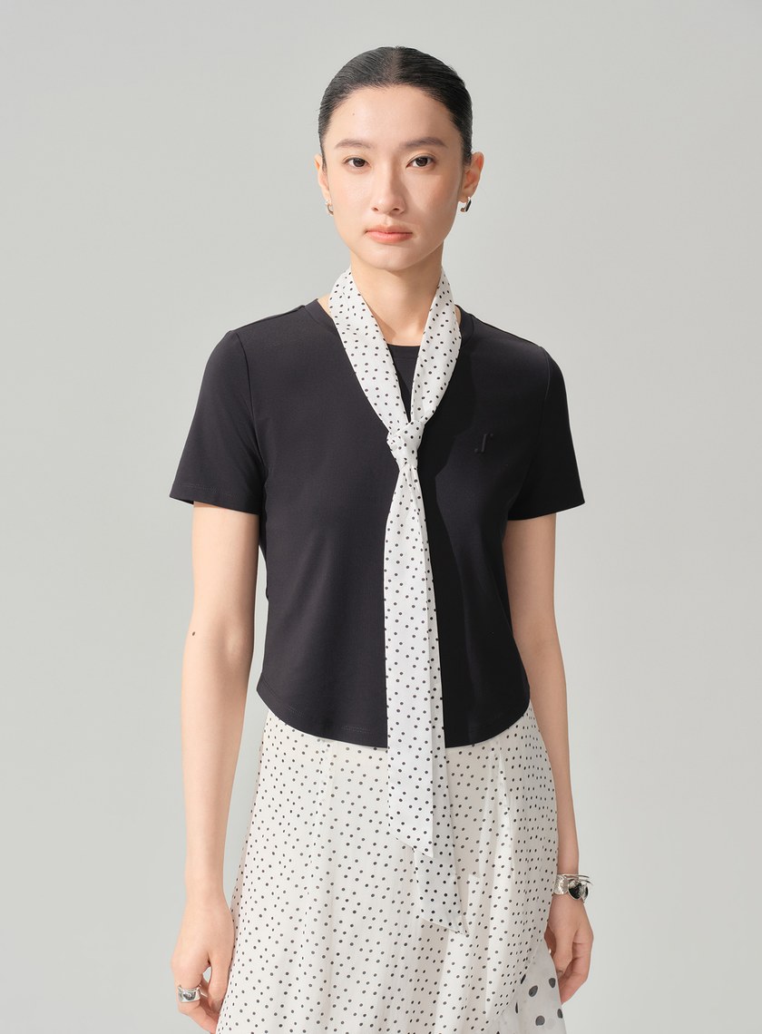 後背扭結涼感短袖上衣