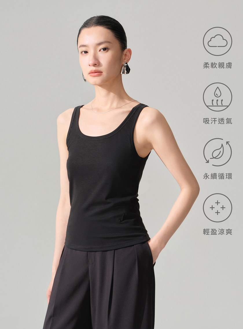 弧形下擺鋼印修身針織背心