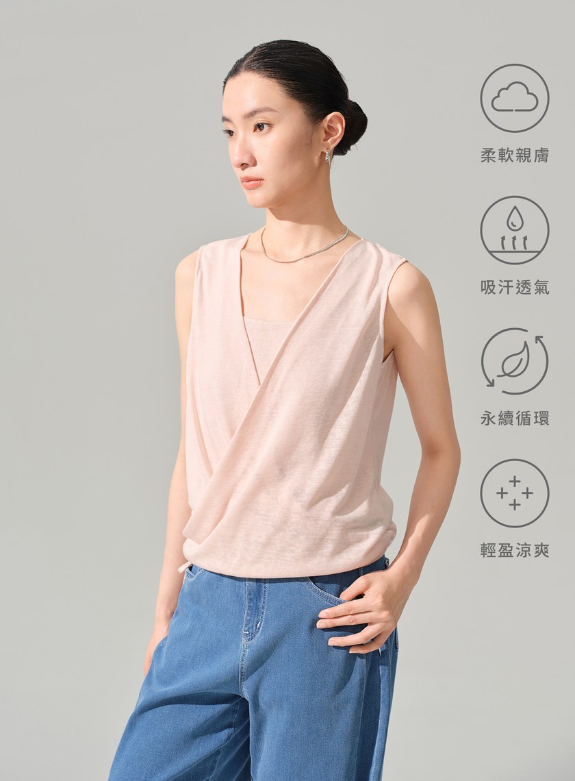 交叉領繫帶短版上衣